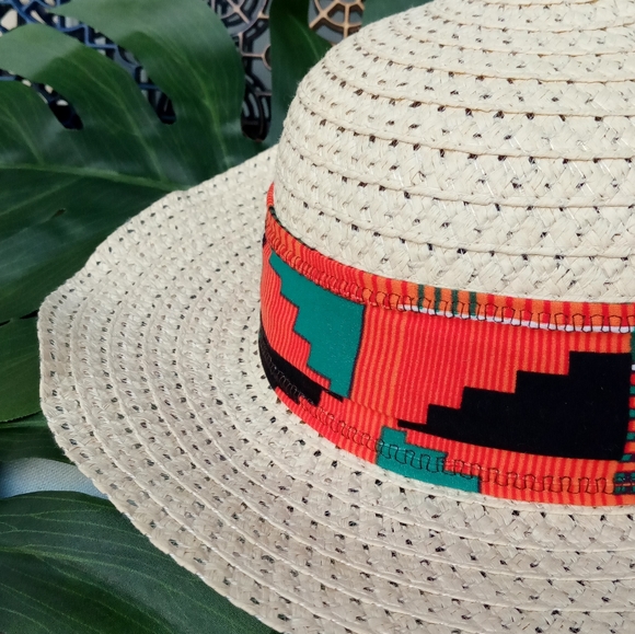 2 in 1 Kente Straw Bowler - Picture 4 of 4